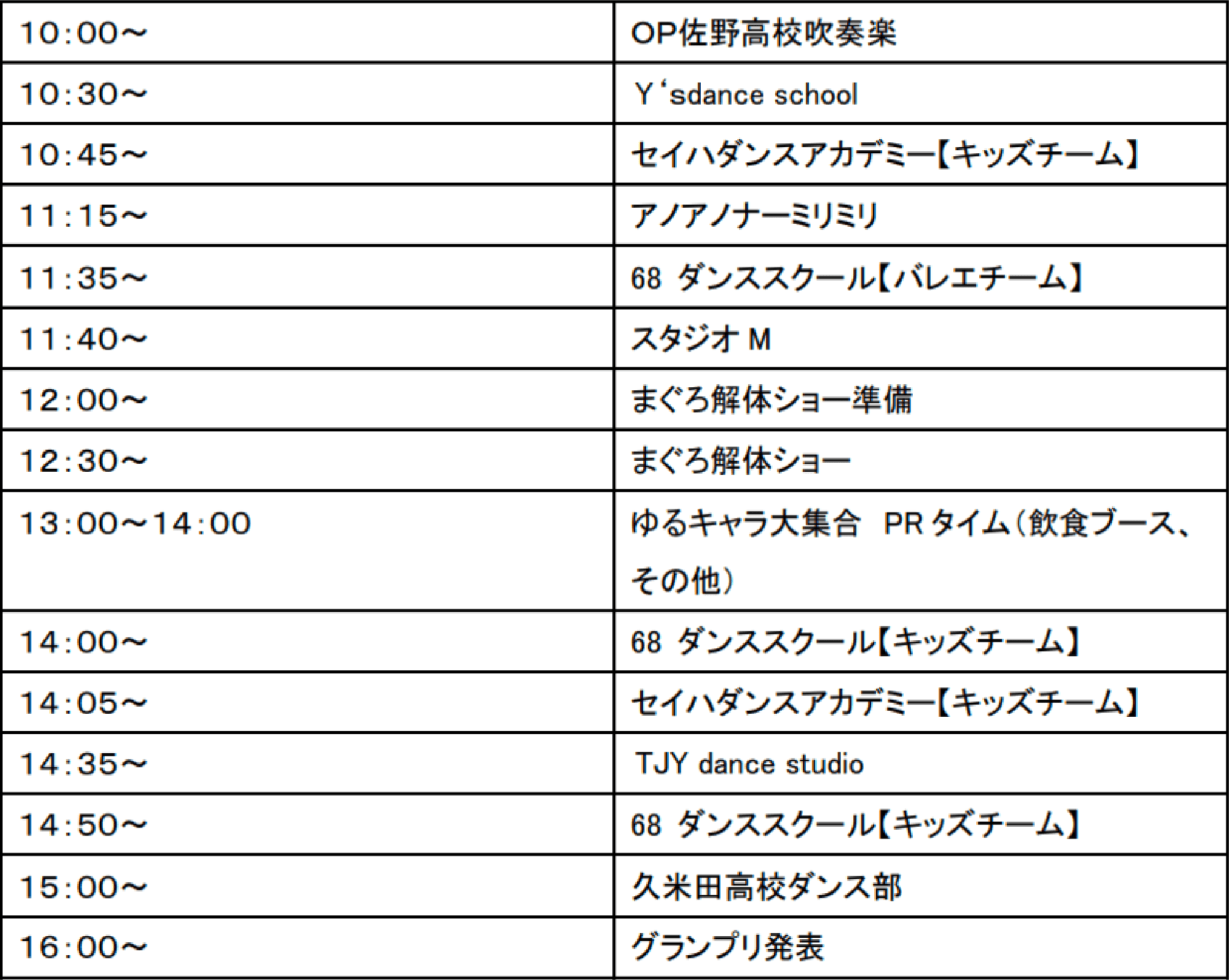 タイムスケジュール